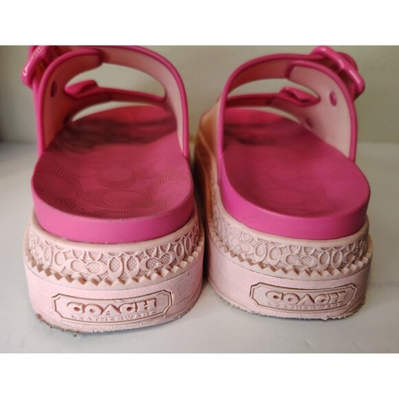 Coach Lainey Platform Flower Pink Slide Rubber Sandals, Size 7B, Buckle, READ - Picture 5 of 12